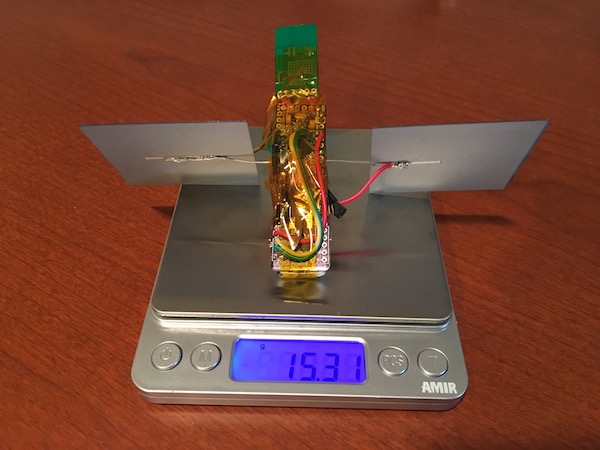 Photo of the payload on a scale - 15.31 grams